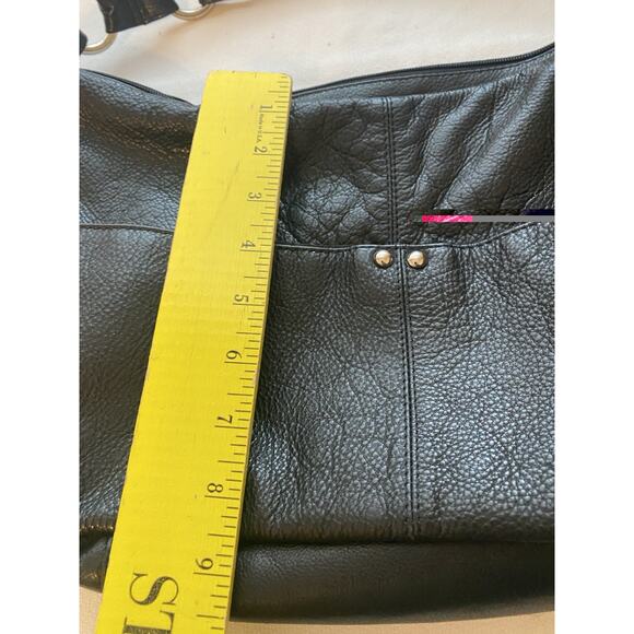 Great American Leather Works Purse Double Top Zip Black SHOULDER Silver Stud - Picture 4 of 10